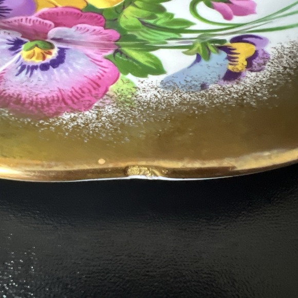 Gorgeous Vintage Queen Anne #5216 Pansies Gold 8" Plate Made in‎ England Rare! - Picture 7 of 8